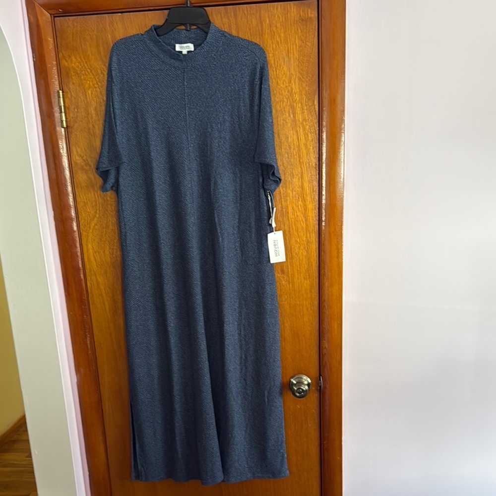 Haven Well Within Relaxed Navy Maxi Dress - Short Sleeve Knit